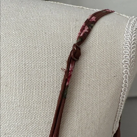 Floral Brown Asymmetrical bias cut Maxi Dress size L - Picture 5 of 7